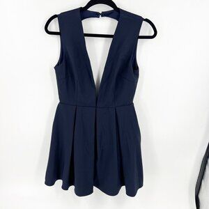 L’ATISTE NAVY Blue Deep V BACKLESS Mini Dress SIZE MEDIUM